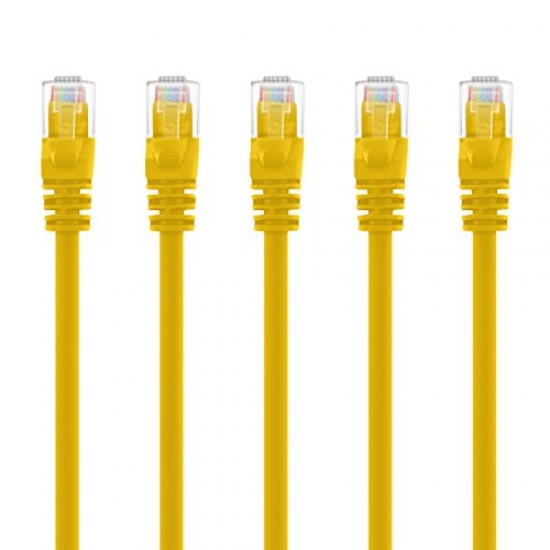 2 Foot Pack of 20 by Konnekta Cable Cat5e Yellow Ethernet Patch Cable Bootless 