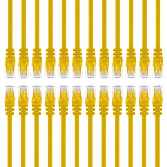 GearIT 20-Pack, Cat5e Ethernet Patch Cable 3 Feet - Snagless RJ45 Computer LAN Network Cord, Yellow