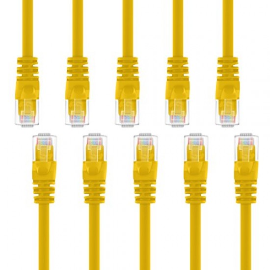 GearIT 20-Pack, Cat5e Ethernet Patch Cable 3 Feet - Snagless RJ45 Computer LAN Network Cord, Yellow