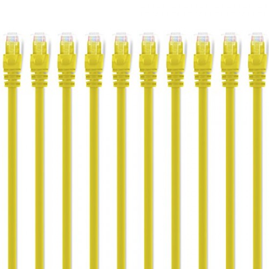GearIT 20-Pack, Cat5e Ethernet Patch Cable 2 Feet - Snagless RJ45 Computer LAN Network Cord, Yellow