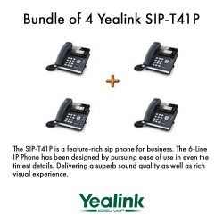 Yealink SIP-T41P Bundle of 4 IP Phone Revolutionarily New Design 3 VoIP Accounts
