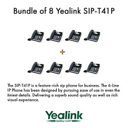 Yealink SIP-T41P - Bundle of 8 Gigabit Color IP Phone Revolutionarily New Design 3 VoIP Accounts