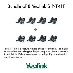 Yealink SIP-T41P - Bundle of 8 Gigabit Color IP Phone Revolutionarily New Design 3 VoIP Accounts