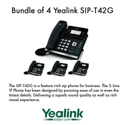 Yealink SIP-T42G - Bundle of 4 Gigabit Color IP Phone 6 Line Keys with LED Wall Mountable