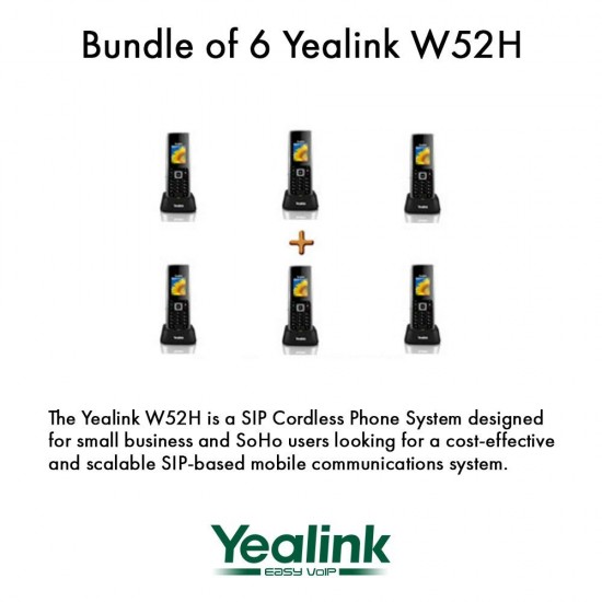 Yealink W52H - Bundle of 6 SIP Cordless Phone System for business solutions