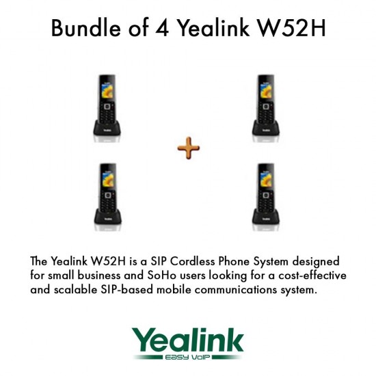 Yealink W52H - Bundle of 4 SIP Cordless Phone System for business solutions