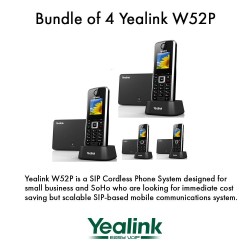Yealink W52P Bundle of 4 Business HD IP DECT Phone 5-Line POE 10 Hour Talk Time