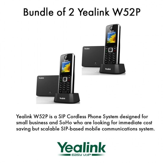 Yealink W52P 5 Line VoIP SIP Cordless Business HD IP DECT Phone Asterisk 3CX 