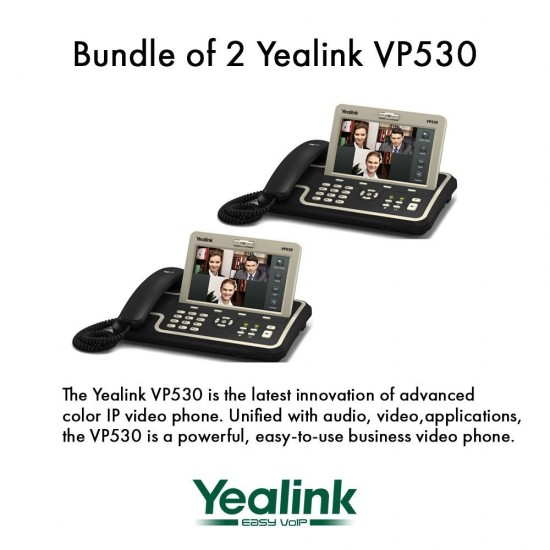 Yealink VP530 Bundle of 2 Business Video Phone 7" Touchscreen 4 VoIP Account