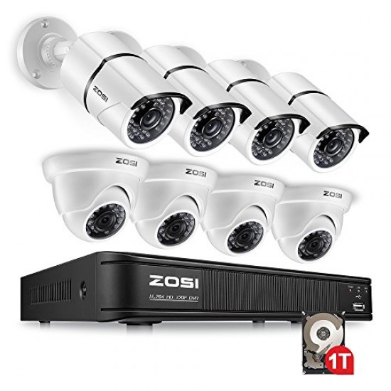 8CH 1080P DVR Video Recorder 4pcs 1080P Waterproof CCTV Camera 1TB HDD Kit Q1G7 