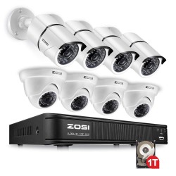 1080p HD 8 Channel Security Camera System,1080N Surveillance DVR Reorder with Hard Drive and (8) HD 1280TVL Outdoor/Indoor Weatherproof CCTV Cameras,Remote Access and Motion Detection