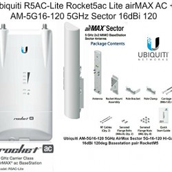 Ubiquiti R5AC-Lite Rocket5ac Lite airMAX AC + AM-5G16-120 5GHz Sector 16dBi 120