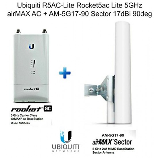 Ubiquiti R5AC-Lite Rocket5ac Lite 5GHz airMAX AC + AM-5G17-90 Sector 17dBi 90deg
