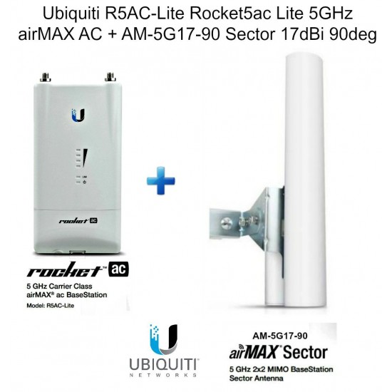 Ubiquiti R5AC-Lite Rocket5ac Lite 5GHz airMAX AC + AM-5G17-90 Sector 17dBi 90deg