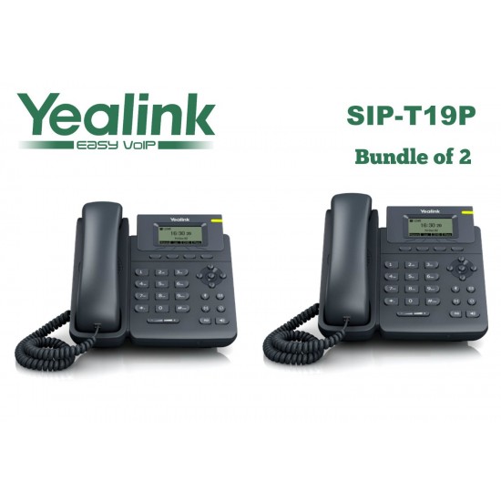 Yealink SIP-T19P VoIP phone PoE 10/100 1 SIP account LCD Without Power Supply, BUNDLE of 2