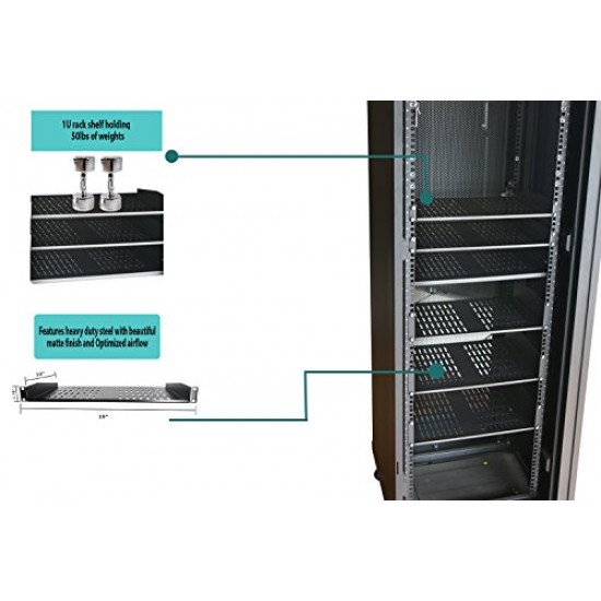 Rack Shelf by SimpleCord - Universal Cantilever Vented 1U Rack Tray For 19-inch Server Racks and Cabinets – Premium Heavy Duty Cold Rolled Steel Designed to Hold Network and AV Equipment
