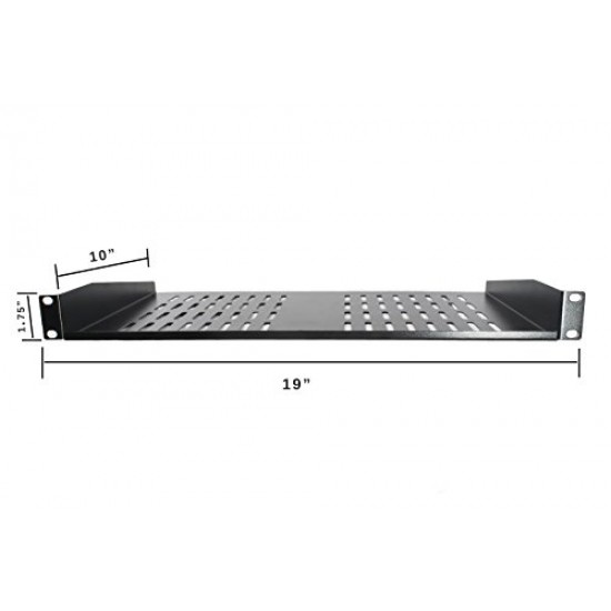 Rack Shelf by SimpleCord - Universal Cantilever Vented 1U Rack Tray For 19-inch Server Racks and Cabinets – Premium Heavy Duty Cold Rolled Steel Designed to Hold Network and AV Equipment