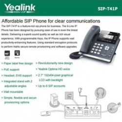 Yealink SIP-T41S IPPhone Gigabit Ethernet PoE Optima HD Voice