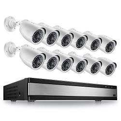1080p HD 12 Channel Security Camera System,1080N Surveillance DVR Reorder with Hard Drive and (8) HD 1280TVL Outdoor/Indoor Weatherproof CCTV Cameras,Remote Access and Motion Detection