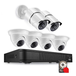 1080p HD 6 Channel Security Camera System,1080N Surveillance DVR Reorder with Hard Drive and (8) HD 1280TVL Outdoor/Indoor Weatherproof CCTV Cameras,Remote Access and Motion Detection